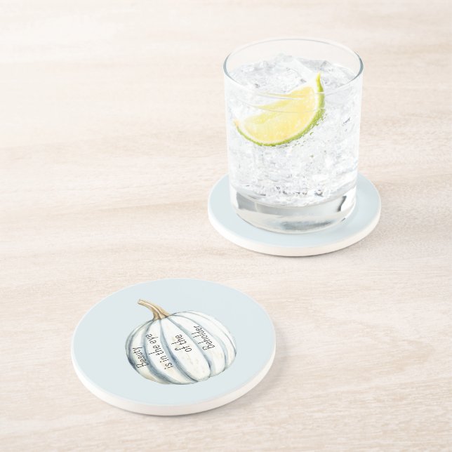 Light Blue White Pumpkin Beauty Is Coaster (Side)