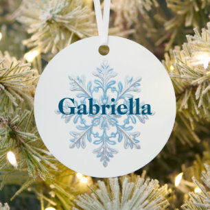 Light Blue White Snowflake Christmas Metal Tree Decoration