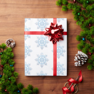 Light Blue White Snowflake Christmas Wrapping Paper