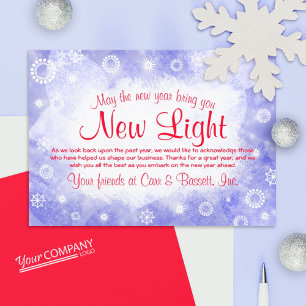 Light Blue, White Snowflakes, Red Company Holiday Invitation