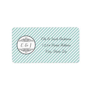 Light Blue White Striped Flourish - Address Labels