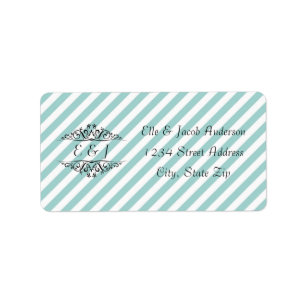 Light Blue White Striped Flourish - Address Labels