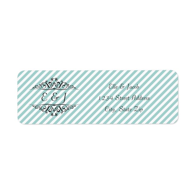 Light Blue White Striped Flourish - Return Address (Front)