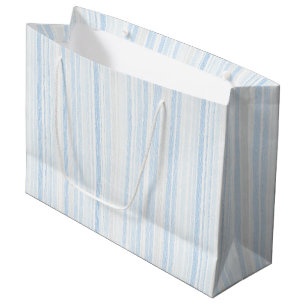 Light Blue White Stripes Bridal Shower Large Gift Bag