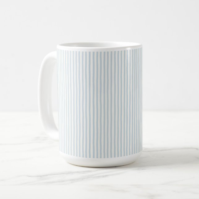 Light Blue White Stripes   Coffee Mug (Front Left)