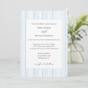 Light Blue White Stripes Wedding Invitation