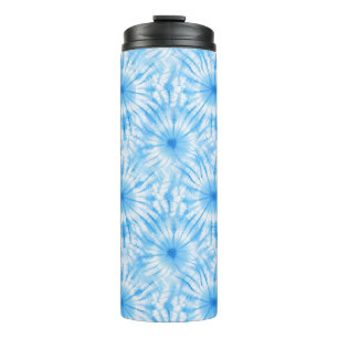 Light Blue White Tie Dye Thermal Tumbler