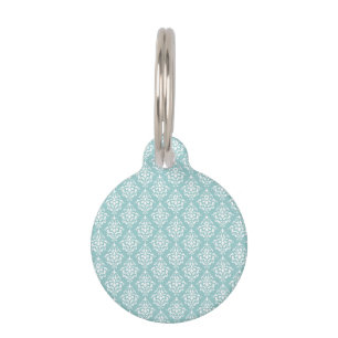 Light Blue White Vintage Damask Pattern 1 Pet Tag