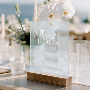 Light Blue & White Wedding Guest Book Acrylic Sign