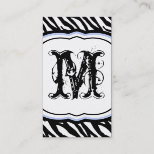 Light Blue White Zebra Print Pattern Business Card