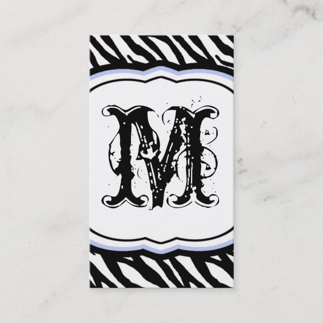 Light Blue White Zebra Print Pattern Business Card (Front)