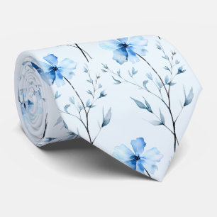 Light Blue Wildflowers Neck Tie
