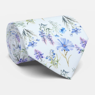 Light Blue Wildflowers Neck Tie
