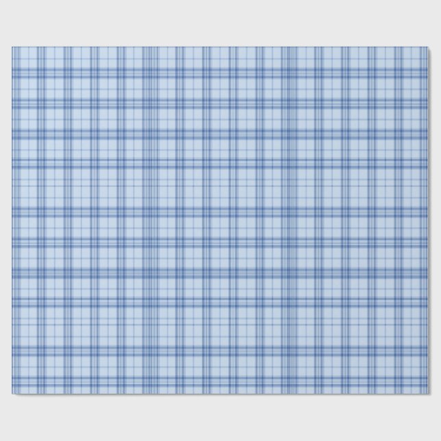 Light Blue Windowpane Plaid Wrapping Paper (Flat)