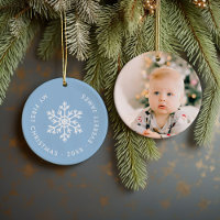 Light Blue Winter Snowflake First Christmas Photo