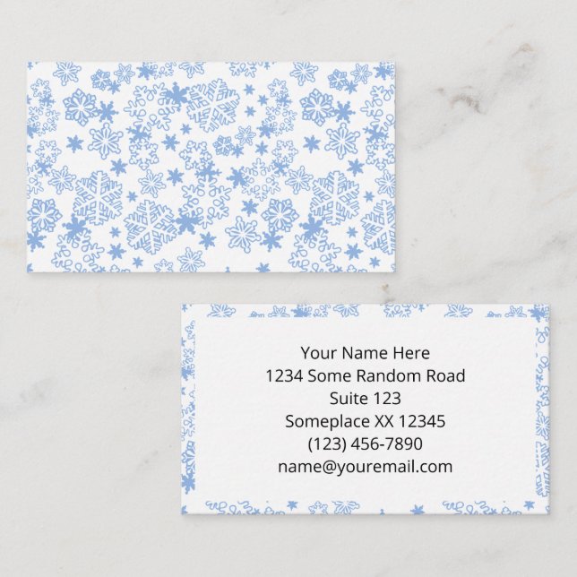 Light Blue Winter Snowflake Pattern Business Card (Front/Back)