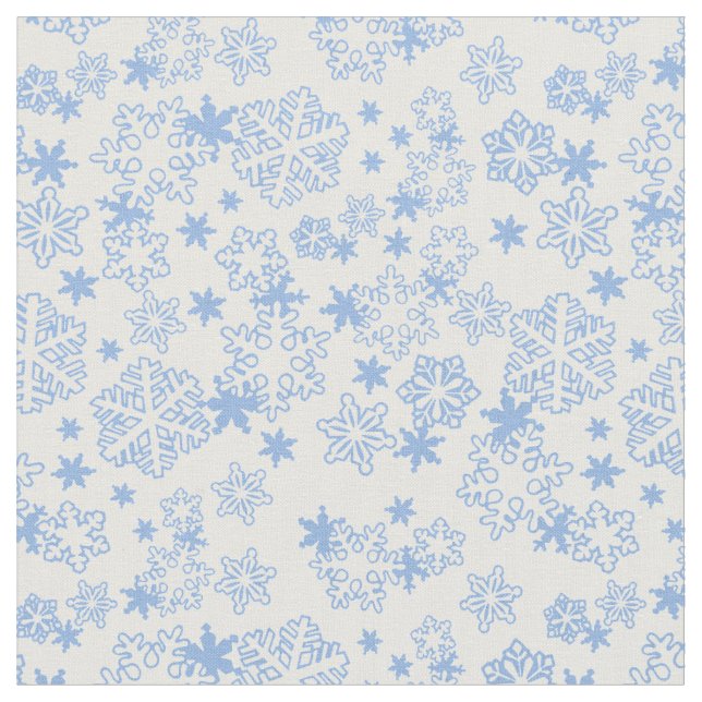 Light Blue Winter Snowflake Pattern Fabric (Close Up)