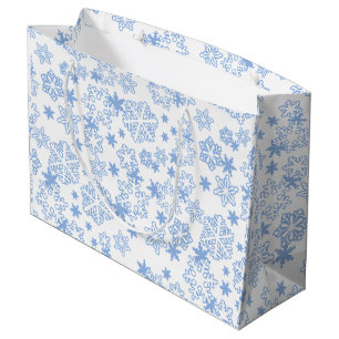 Light Blue Winter Snowflake Pattern Large Gift Bag