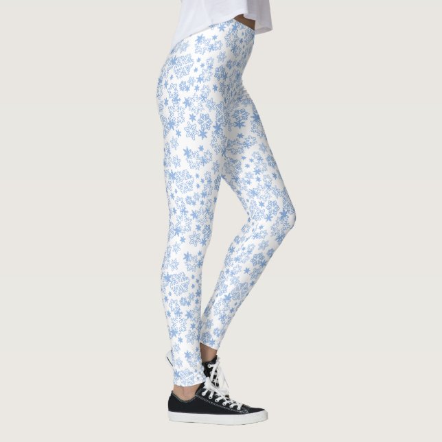 Light Blue Winter Snowflake Pattern Leggings (Right)