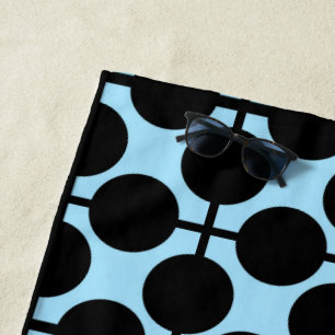 Light blue with black geometric beach towel