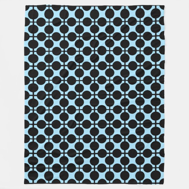 Light blue with black geometric  fleece blanket (Front)