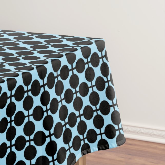 Light blue with black geometric  tablecloth (In Situ)