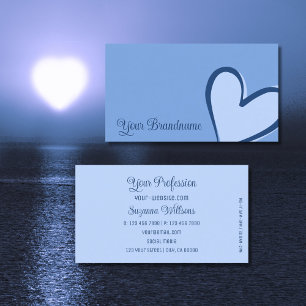 Light Blue with Gorgeous Heart Modern Cute Simple Business Card