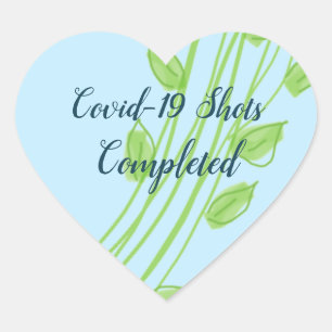 Light Blue With Green Leaf Design Accented Heart Sticker