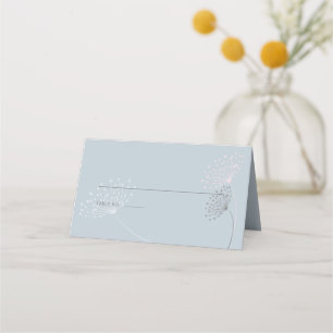 Light Blue With Simple Doodle Flowers Place Card