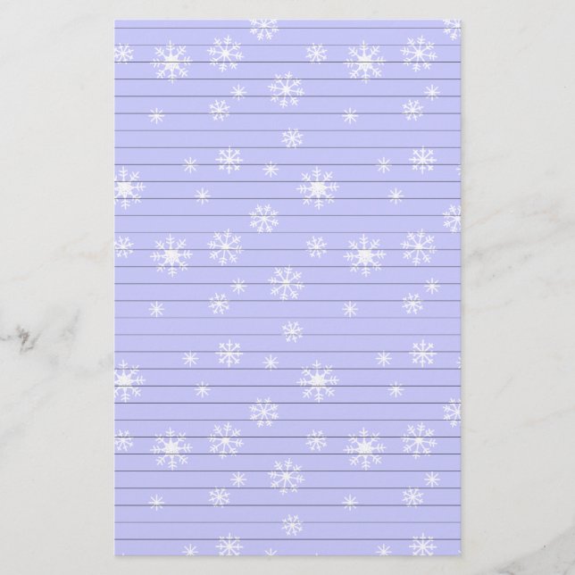 Light Blue With Snowflakes Stationery (Front)