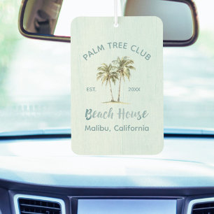 Light Blue Wood Palm Trees Modern Beach House Car Air Freshener