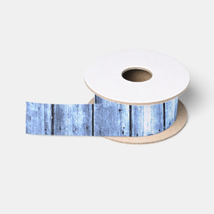 Light Blue Wood Planked Ribbon Satin Ribbon