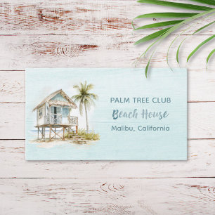 Light Blue Wood Rustic Beach House Business Card