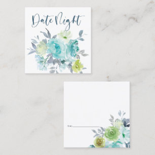 Light Blue Yellow Green Floral Date Night Card