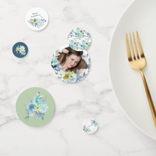 Light Blue Yellow Green Floral Wedding Confetti