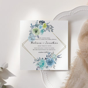 Light Blue Yellow Green Floral Wedding Invitation