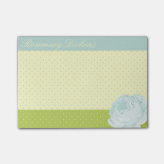 Light Blue Yellow Green Polkadots and Rose Post-it Notes
