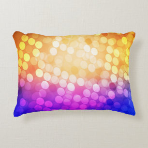 Light Blue, Yellow pattern with spheres. Blurred b Decorative Cushion