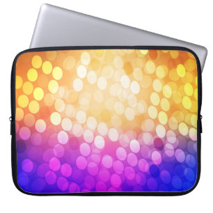 Light Blue, Yellow pattern with spheres. Blurred b Laptop Sleeve