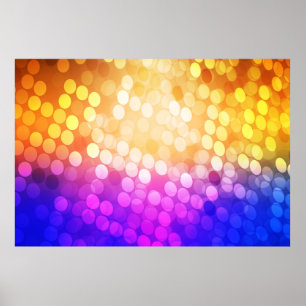 Light Blue, Yellow pattern with spheres. Blurred b Poster