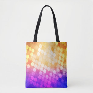 Light Blue, Yellow pattern with spheres. Blurred b Tote Bag