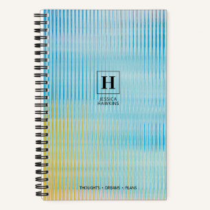 Light Blue Yellow Prismatic Glass Classic Monogram Notebook