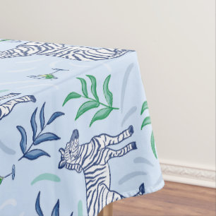 Light Blue Zebra Martini / Preppy Cocktail Party Tablecloth