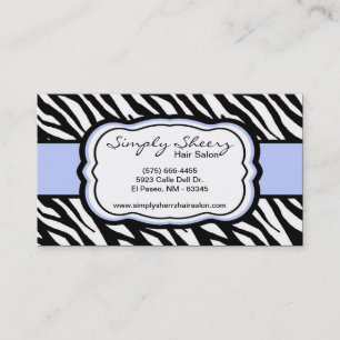 Light Blue Zebra Print Hair Salon Business Card