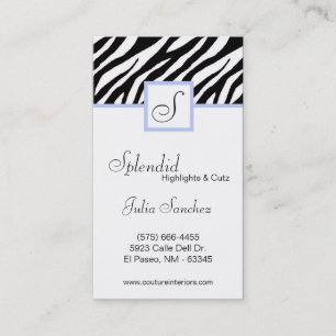 Light Blue Zebra Print Personalise Business Card