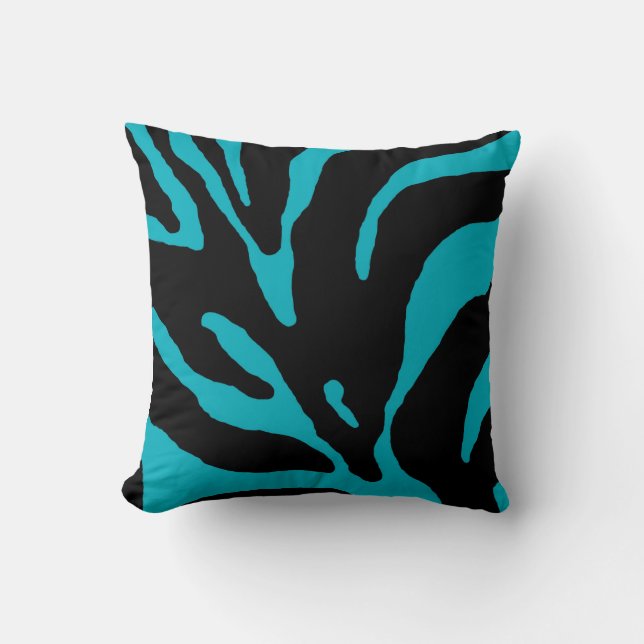 Light Blue Zebra Stripe Animal Print Cushion (Front)
