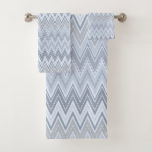 Light blue zigzag bath towel set