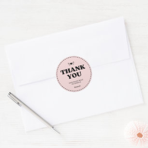 Light Blush Heart Wings Thank You Business Wedding Classic Round Sticker