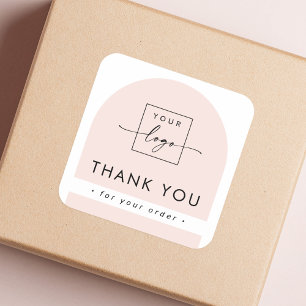 Light blush pink arch business thank you square sticker