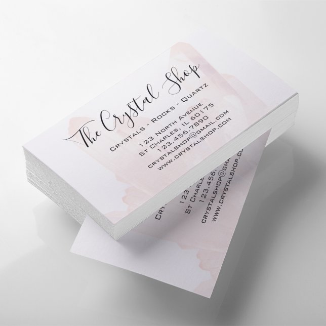 Light Blush Pink Crystal Rock Shop Business Card (Creator Uploaded)